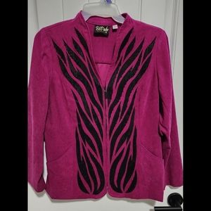 Bob Mackie Wearable Art jacket blazer sequin large purple and black womens